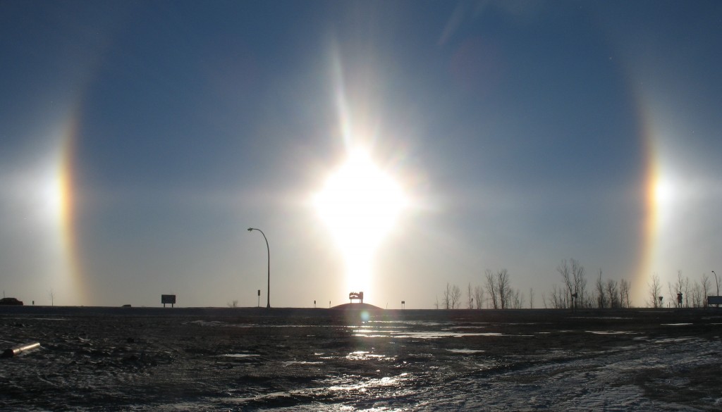 BABY, NO FOOLING, it is cold outside. This photograph of sunspots over Mountain Lake was taken at 8:30 a.m. this morning. Temperature at the time was -13 Fahrenheit. Add in the wind chill and it felt like -36 Fahrenheit. (Mark Langland photo)