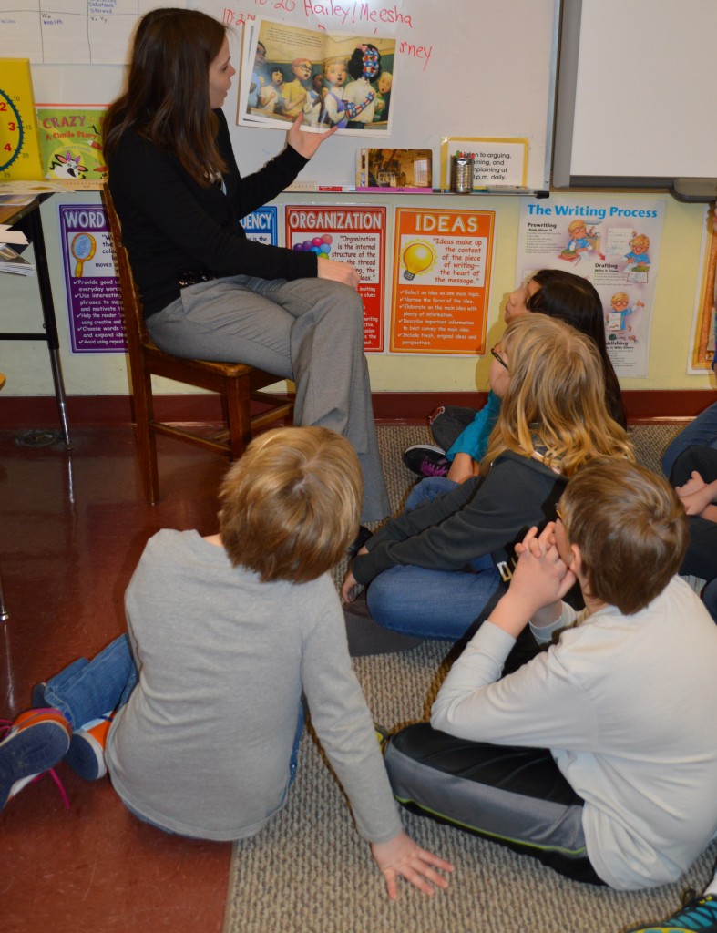 IN JENN FAST'S third-grade classroom, kindergarten teacher Shelly Condon had the opportunity to catch up with some of her former students - as well as share with them one of her favorite books.