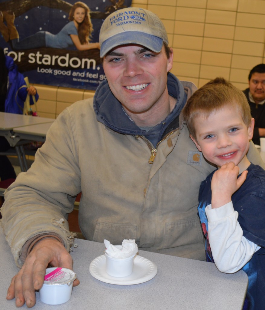 CHAD BROWN AND HIS son, Braxton, a kindergarten student at Mountain Lake Public Elementary.