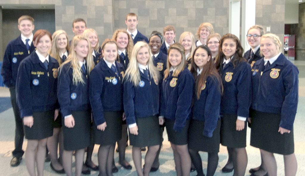 THAT SAME GROUP in their FFA dress blues. (Photo courtesy of Lindsey Brown)